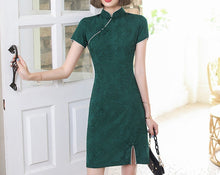 Load image into Gallery viewer, Linen chinese cheongsam dress