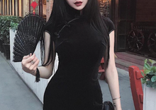 Load image into Gallery viewer, Plush Velvet Chinese cheongsam dress