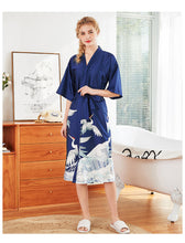 Load image into Gallery viewer, Women Nightgown Kimono Robes | Crane pattern