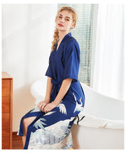 Load image into Gallery viewer, Women Nightgown Kimono Robes | Crane pattern