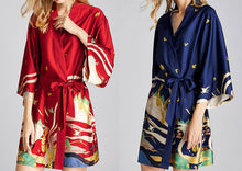 Load image into Gallery viewer, Women Nightgown Kimono Robes | Crane pattern