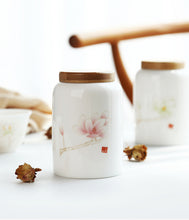 Load image into Gallery viewer, Hand painted ceramic tea jar