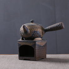 Load image into Gallery viewer, Ceramic Japanese Style Hammer Finish Teapot With Stove Set