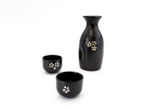 Load image into Gallery viewer, Ceramic Japanese style black Sakura Sake Set