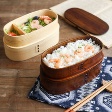 Load image into Gallery viewer, Japanese Wooden Bento Box | Double Layer