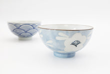 Load image into Gallery viewer, Ceramic Japanese Style 4.5 Inch Rice Bowls | Blue Sakura