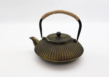 Load image into Gallery viewer, Japanese gold cast iron teapot set