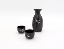 Load image into Gallery viewer, Ceramic Japanese style black Sakura Sake Set