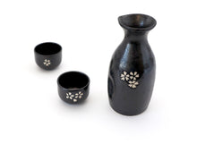 Load image into Gallery viewer, Ceramic Japanese style black Sakura Sake Set