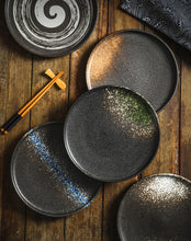 Load image into Gallery viewer, ZEN style round ceramic plate | calligraphy brush