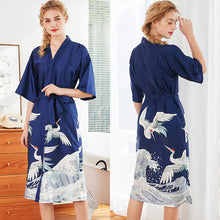 Load image into Gallery viewer, Women Nightgown Kimono Robes | Crane pattern