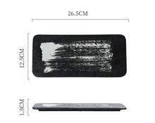 Load image into Gallery viewer, ZEN style rectangle ceramic plate | calligraphy brush