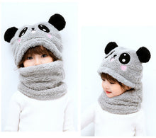 Load image into Gallery viewer, Panda Warm Plush Scarf Hats for Kids