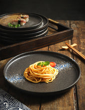 Load image into Gallery viewer, ZEN style round ceramic plate | calligraphy brush