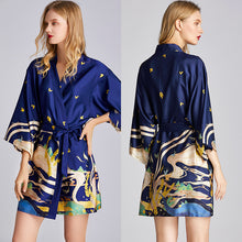 Load image into Gallery viewer, Women Nightgown Kimono Robes | Crane pattern
