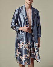 Load image into Gallery viewer, Men's Luxurious Kimono Robe with Shorts Silk Satin Bathrobes