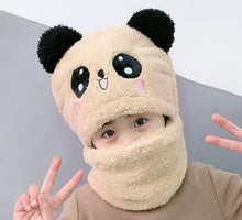 Load image into Gallery viewer, Panda Warm Plush Scarf Hats for Kids