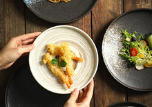 Load image into Gallery viewer, ZEN style round ceramic plate | calligraphy brush