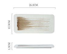 Load image into Gallery viewer, ZEN style rectangle ceramic plate | calligraphy brush