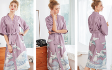Load image into Gallery viewer, Women Nightgown Kimono Robes | Crane pattern