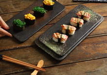 Load image into Gallery viewer, ZEN style rectangle ceramic plate | calligraphy brush