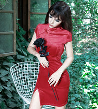 Load image into Gallery viewer, Plush Velvet Chinese cheongsam dress

