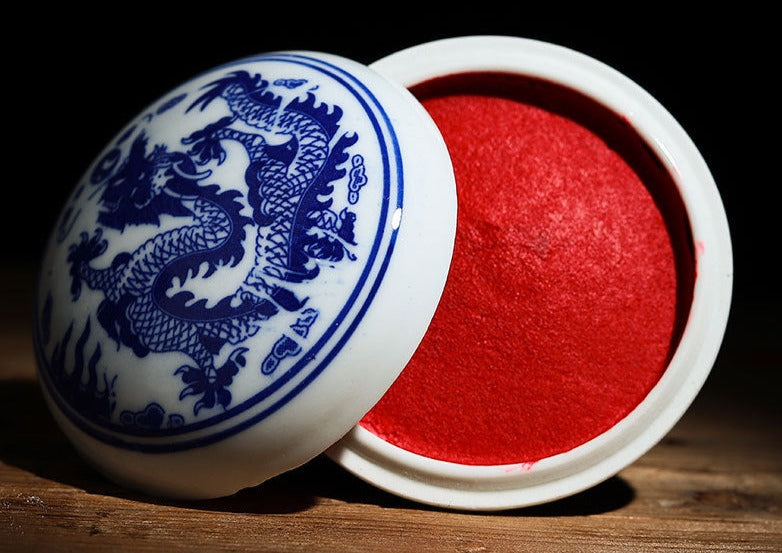 Chinese Red Stamp Sealing Ink Paste Dragon Porcelain Paint