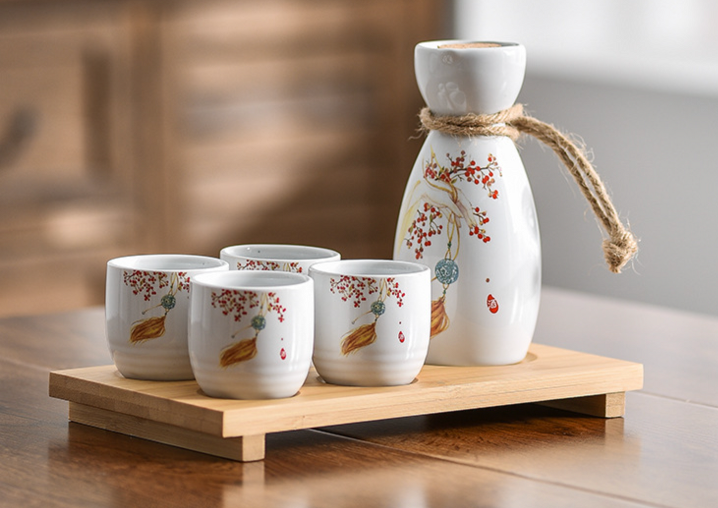 Ceramic Japanese style Sake Set | Wind chimes