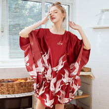 Load image into Gallery viewer, Women Nightgown Pajama Sleepwear | One size | Crane pattern
