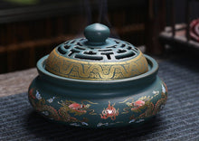 Load image into Gallery viewer, Purple clay ancient dragon pattern incense burner

