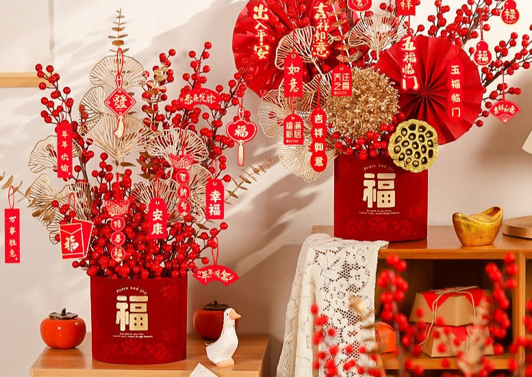 Chinese New Year Decor | Artificial Flower Set