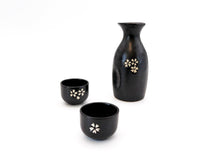 Load image into Gallery viewer, Ceramic Japanese style black Sakura Sake Set
