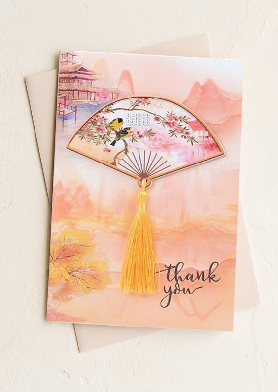 Chinese Style Greeting Cards | Fan with a high quality tassel