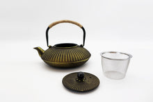 Load image into Gallery viewer, Japanese gold cast iron teapot set
