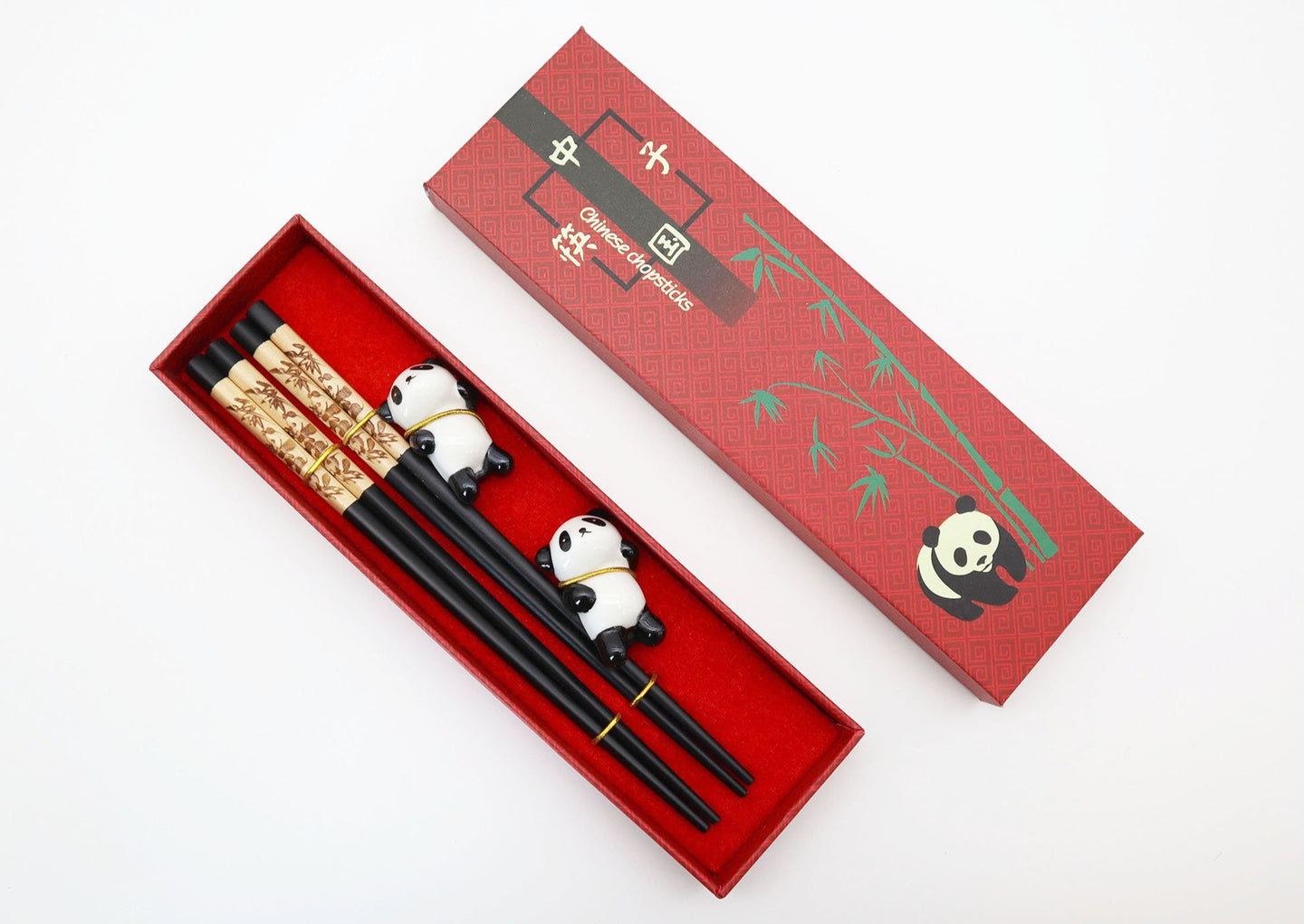 Panda chopsticks + chopstick holder set