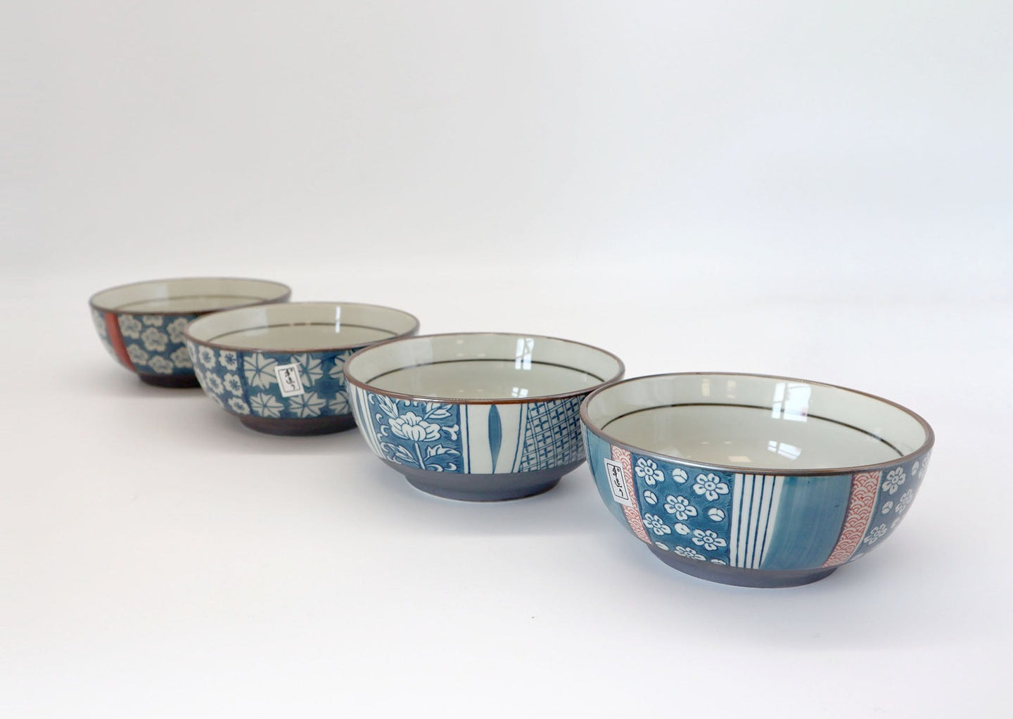 Rice Bowls 4 Piece Set| Kimono pattern