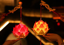 Load image into Gallery viewer, Chinese lotus lantern with battery operated LED light
