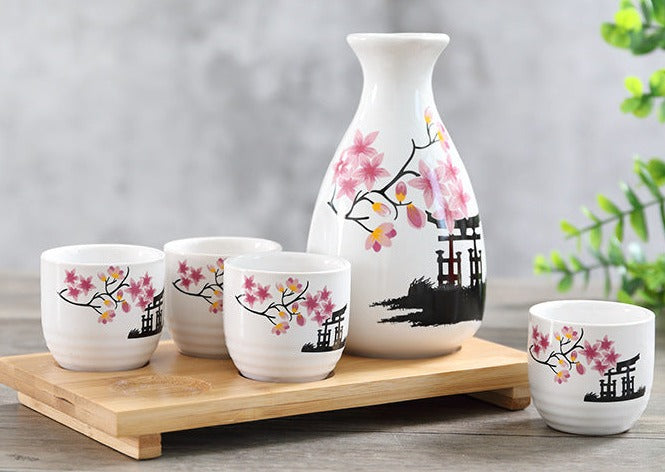 Ceramic Japanese style Sake Set | Sakura