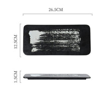 Load image into Gallery viewer, ZEN style rectangle ceramic plate | calligraphy brush
