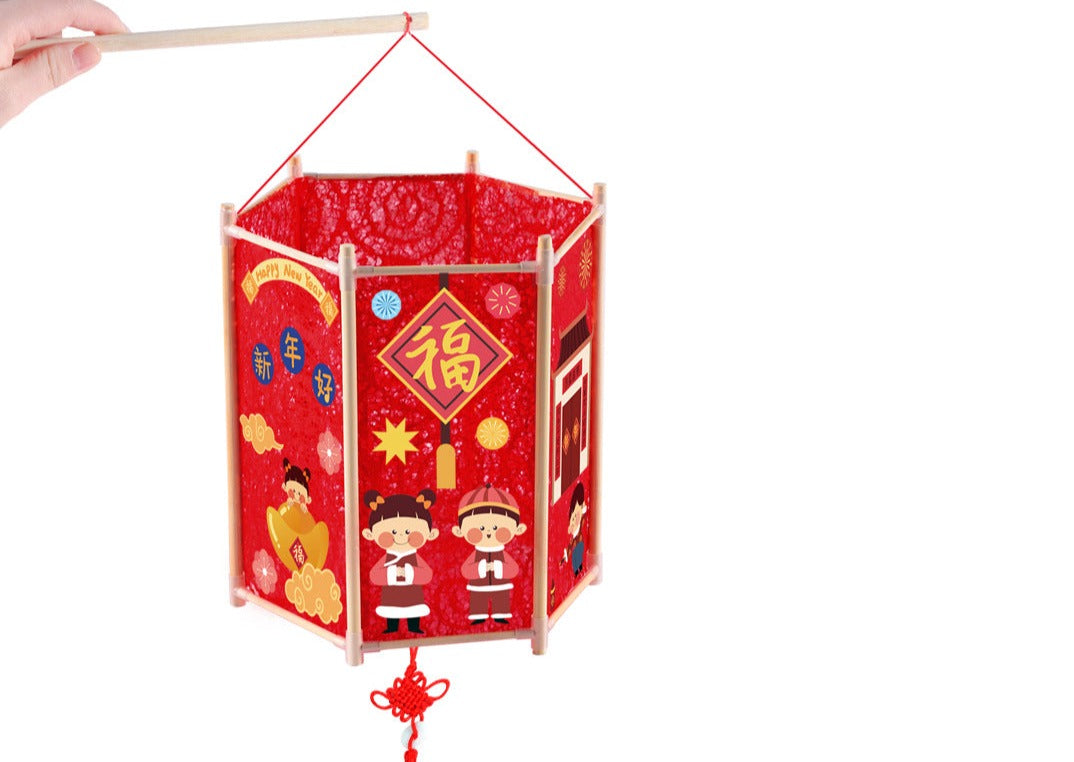 DIY Chinese Palace Lantern with battery operated LED light |  handmade paper art kids toy