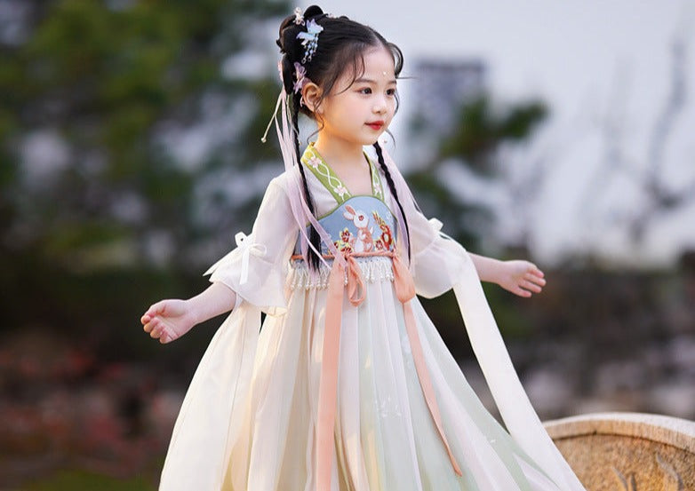 Hanfu-Summer dress for girls with rabbit pattern | Kids Fashion