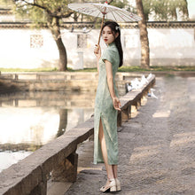 Load image into Gallery viewer, Chinese cheongsam dress | summer green
