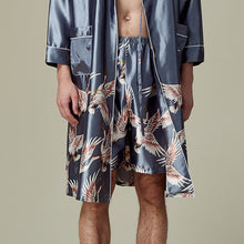 Load image into Gallery viewer, Men&#39;s Luxurious Kimono Robe with Shorts Silk Satin Bathrobes

