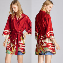 Load image into Gallery viewer, Women Nightgown Kimono Robes | Crane pattern
