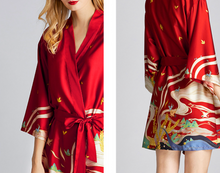 Load image into Gallery viewer, Women Nightgown Kimono Robes | Crane pattern
