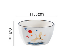 Load image into Gallery viewer, Rice Bowls 4 Piece Set| Chinese crane pattern
